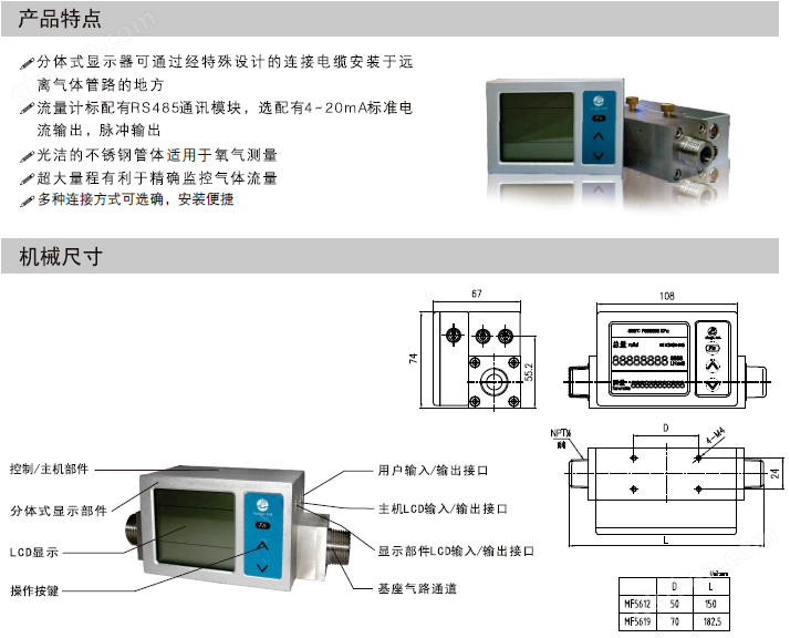 MF系列微型气体流量计机械尺寸(图2)